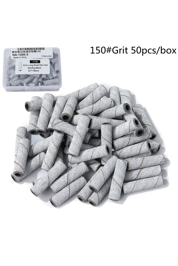 150Grit 50pcs New 50PCS Super Long Zebra Sanding Bands Nail Drill Bit Foot Care Polishing Manicure G