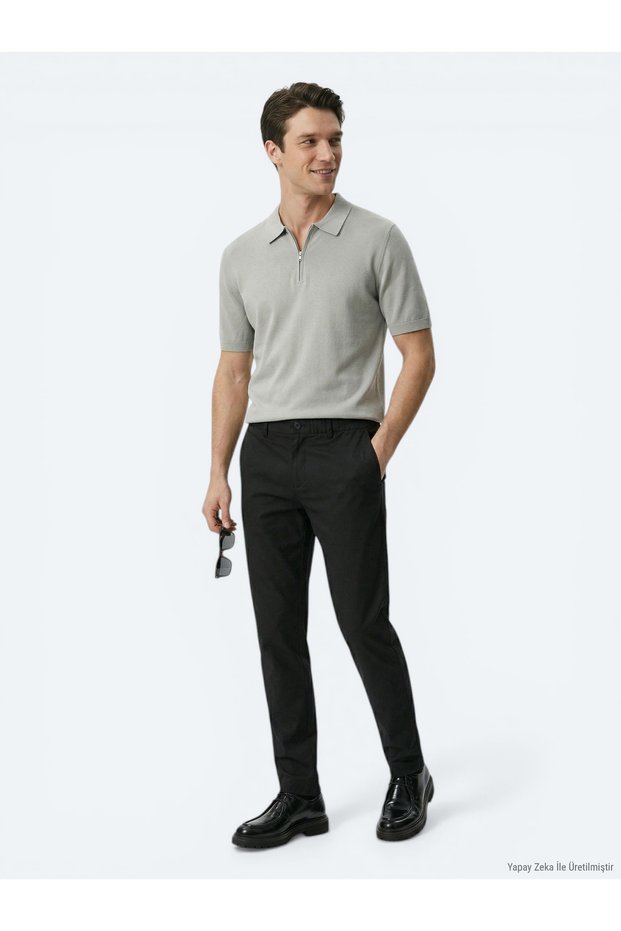 Black Woven Jogging Fit Casual Cotton Blended Pants