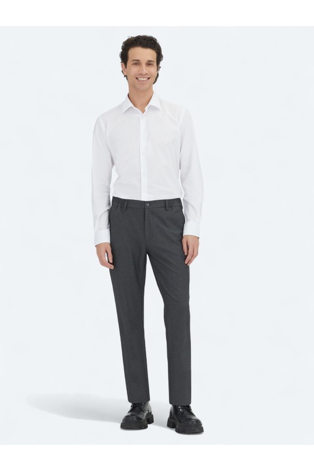 Anthracite Straight Woven Jogging Fit Casual Trousers