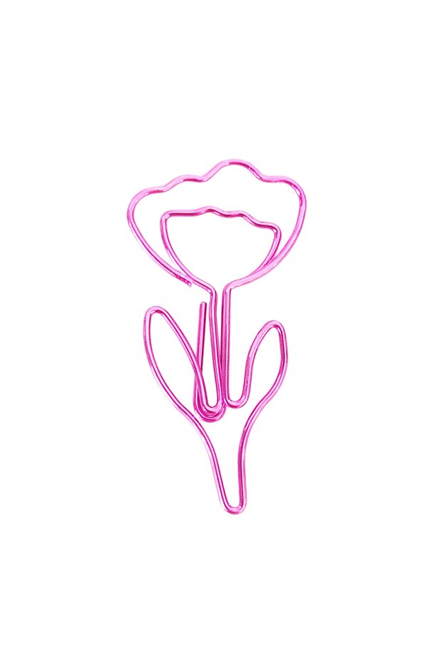 Pink 10PCS/Set Colored Flower Shaped Paper Clip Colored Paper Clip Office Stationery Metal Bookmark