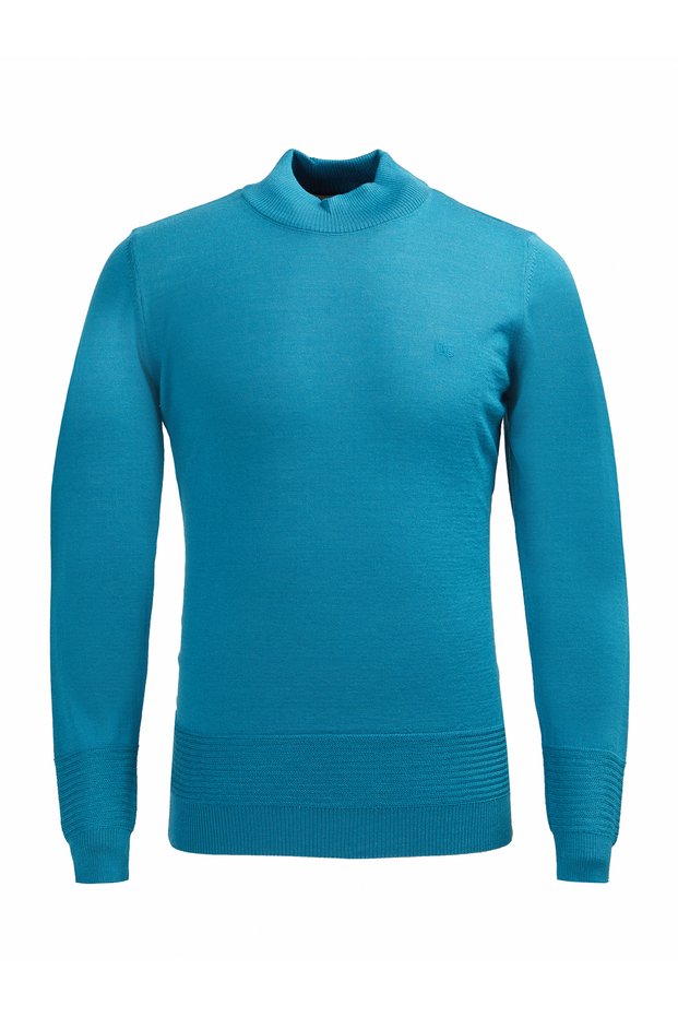 Petrol Half Turtleneck Wool Blend Knitwear Sweater