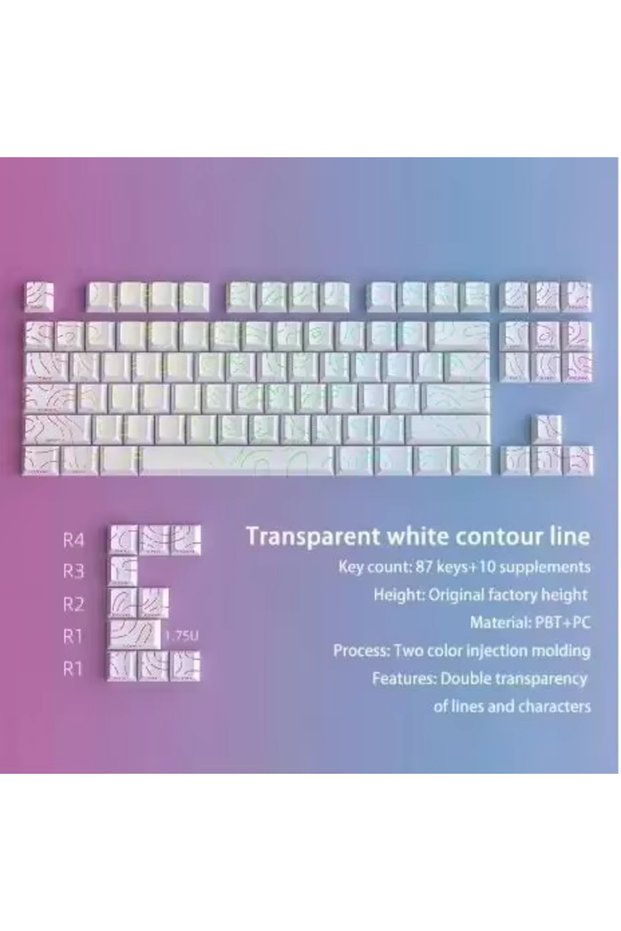 97keys white 2025 Super Contour Side Glow PBT Keycaps - Original Factory Height, Compatible with 61/
