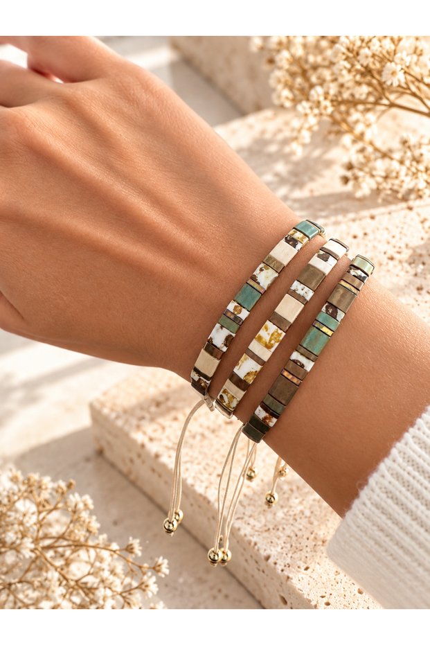 Miyuki 3-Piece Tila Beaded Autumn Tone Bracelet