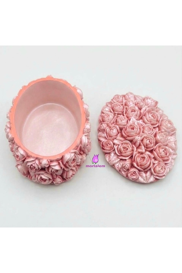 Rose Flower Embossed 10cm Oval Box Silicone Mold K-243