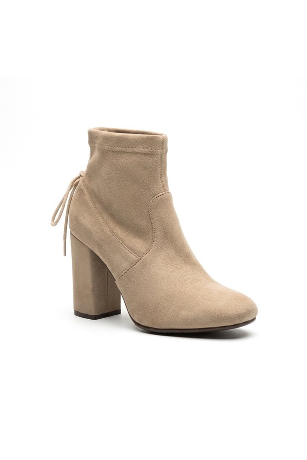 Fr.47 Beige Suede Heeled Socks Women's Boots