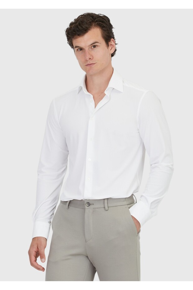 White Plain Regular Fit Long Classic Shirt