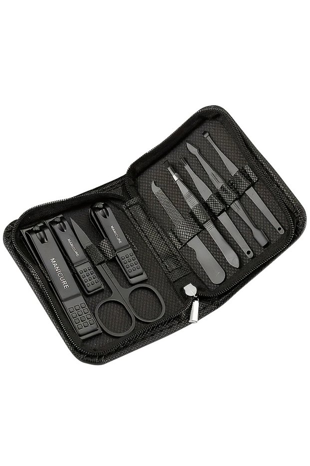 Black 9 Pcs Set 6/9pcs Professional Nail Care Kit with Travel Case Stainless Steel Nail Clipper Cuti