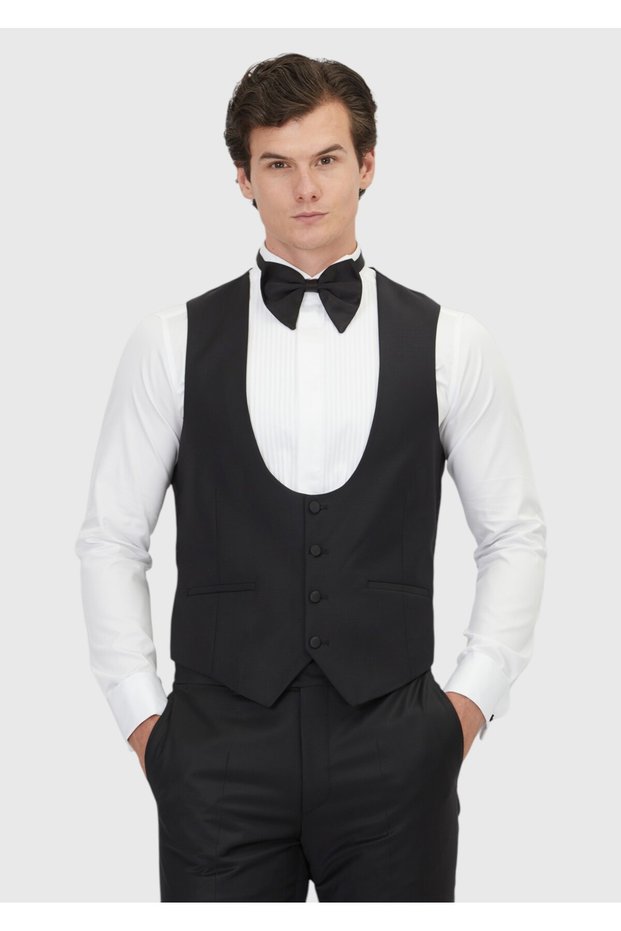 Black Plain Classic Vest