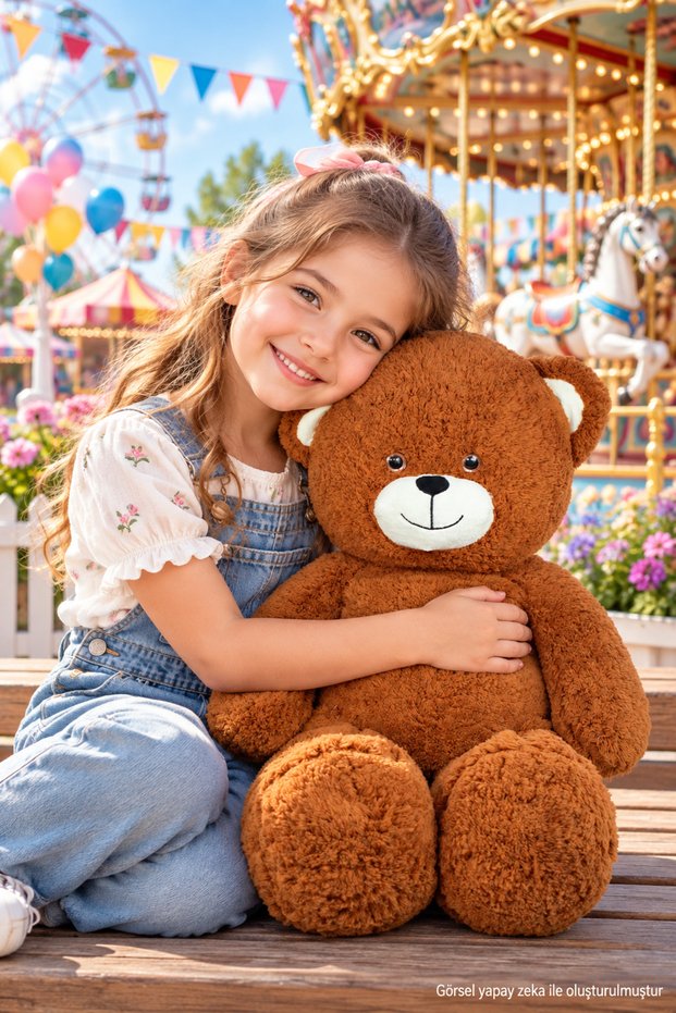 Curly Popi Plush Teddy Bear – 100 cm Soft Textured Large Size Toy