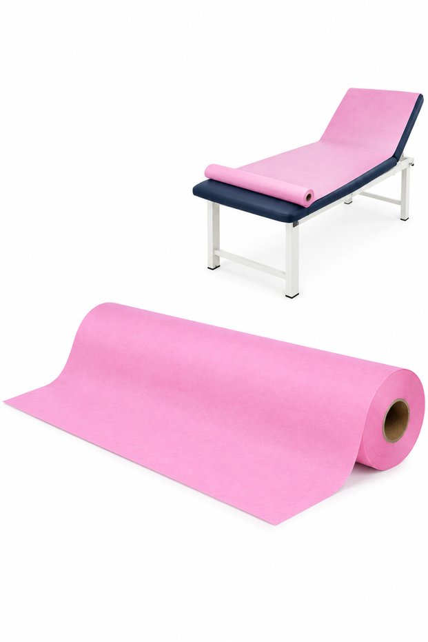 Perforated Disposable Non-Woven Bed Sheet 80x180CM, 50 Pcs PINK Color