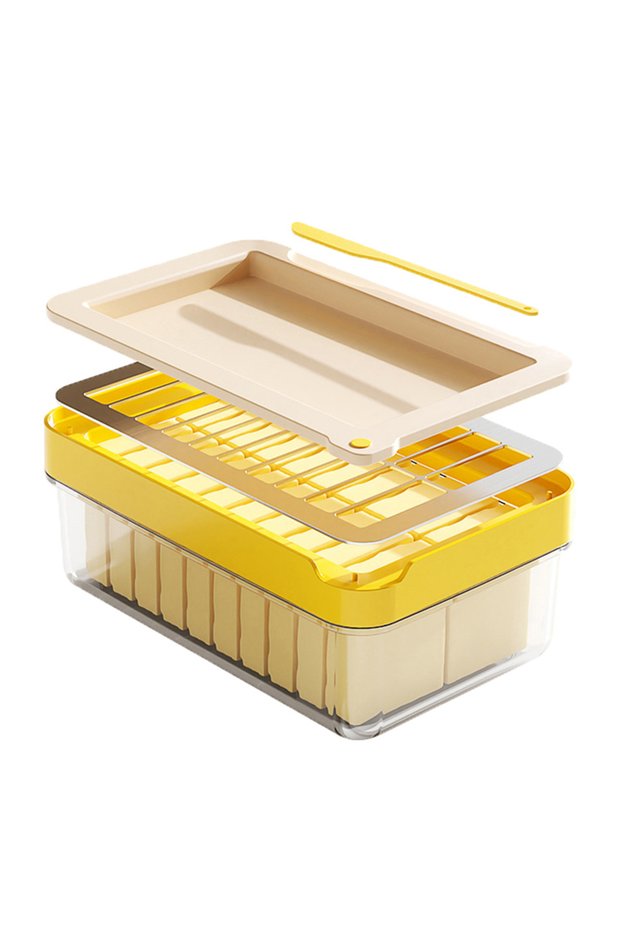For Easy Cutting And Storage Butter Dish Butter Keeper With Cutter Slicer, Clear Airtight Butter ...