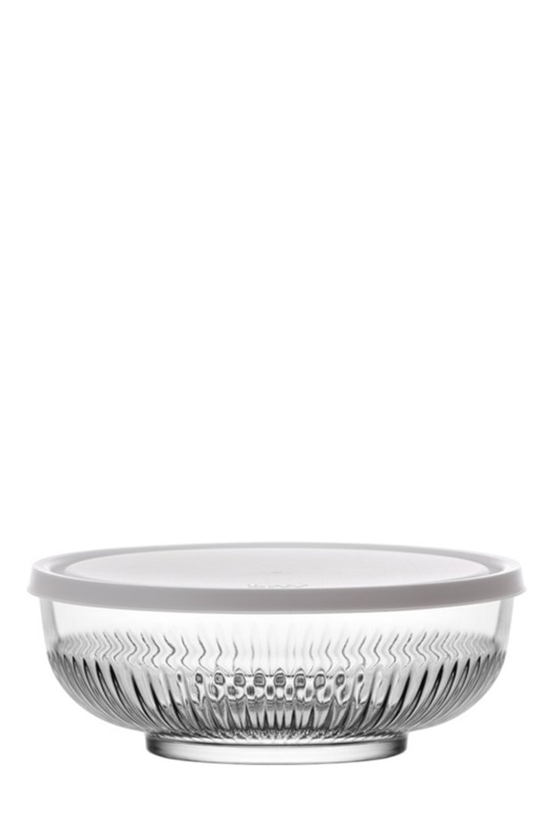 Tokyo Glass Storage Container Single Large Size 1.5 L with White Plastic Lid (Preparation/Presentation Bowl)