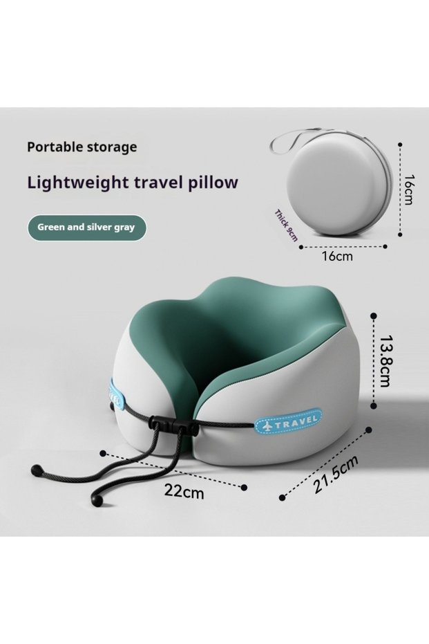 22x21.5x13.8cm green U Shaped Memory Foam Neck Pillows Soft Travel Pillow Massage Neck Pillow Sleepi