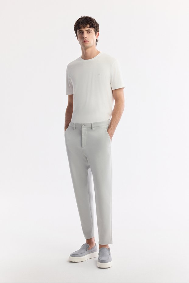 Men's Light Gray Classic Waist Cotton Jersey Carrot Fit Pants A51Y3013