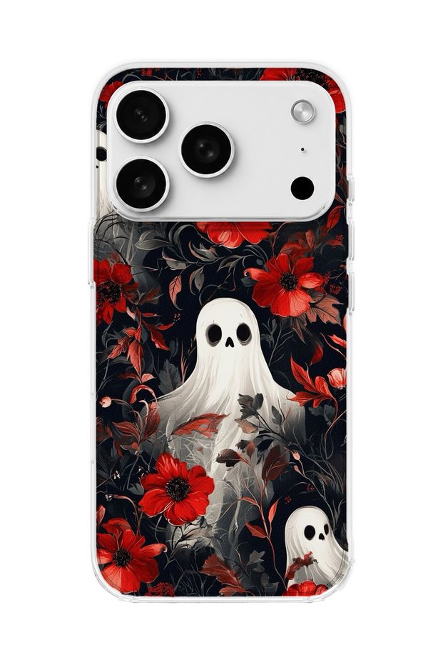 حافظة هاتف شفافة مطبوعة بزهرة حمراء شفافة متوافقة مع هاتف iPhone 18 Pro