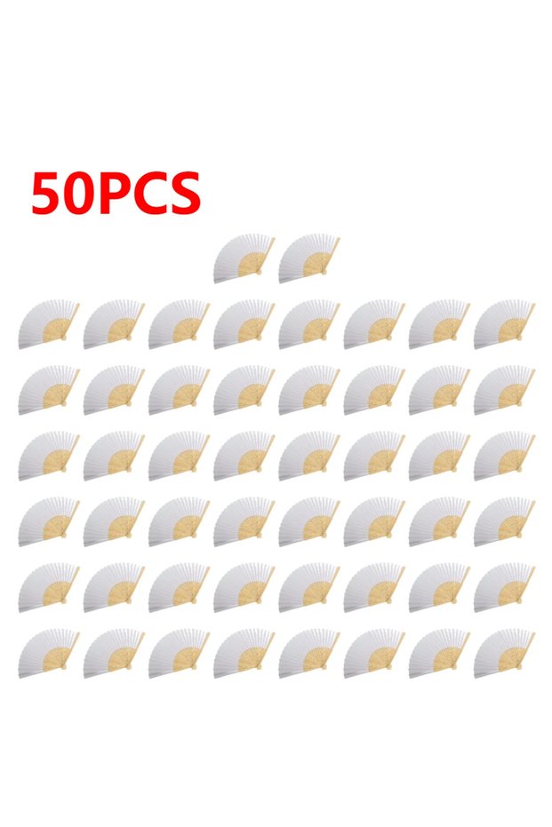 50pcs 1-50pcs DIY Paper Bamboo Folding Fan Adults Children's Calligraphy Painting Practice Blank Whi