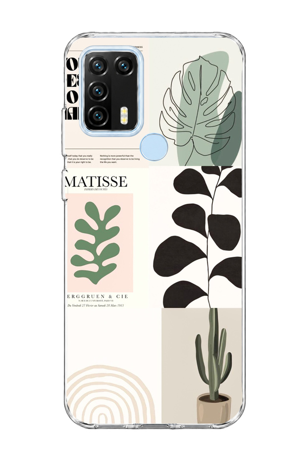 General Mobile Gm 21 Pro Compatible Leaf Cactus Banner Printed Transparent Phone Case