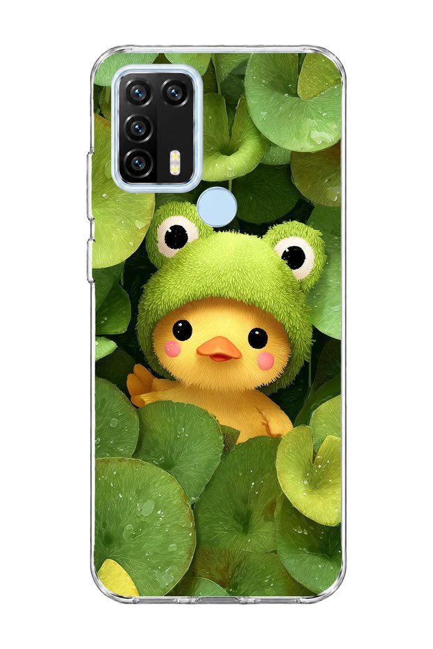 General Mobile Gm 21 Pro Compatible Transparent Phone Case with Frog Hat and Duck Print