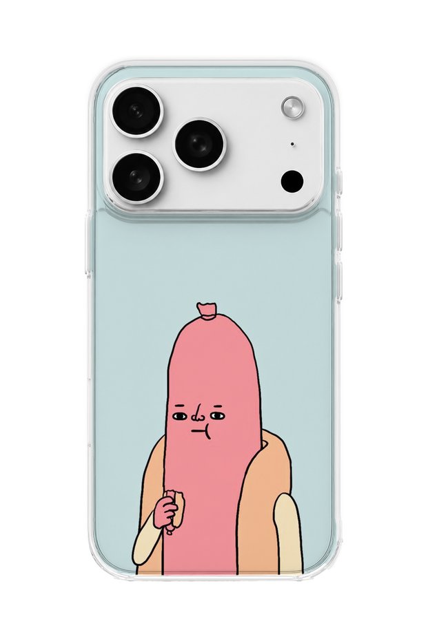 iPhone 18 Pro Max Compatible Funny Sausage Character Printed Transparent Phone Case