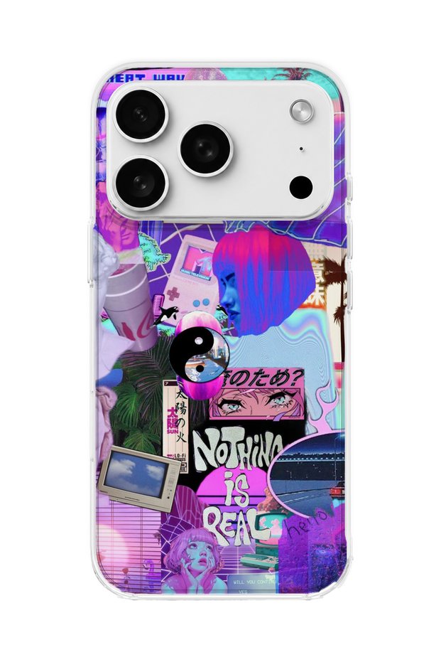 iPhone 18 Pro Compatible Purple Sculpture Palm Printed Transparent Phone Case