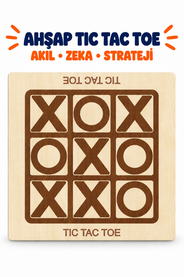 Wooden Tic Tac Toe Xox Game – Educational Mind, Intelligence, and Strategy Game for Kids and Adults