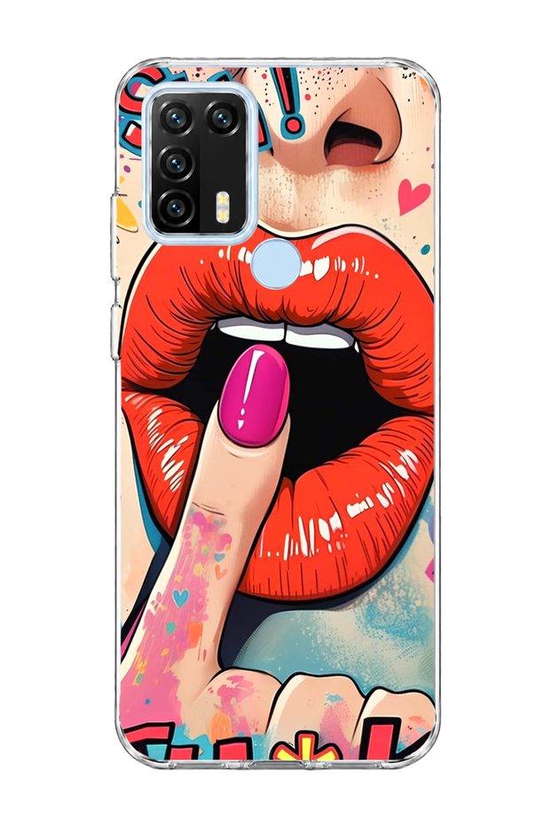 General Mobile Gm 21 Pro Compatible Red Lip Printed Transparent Phone Case