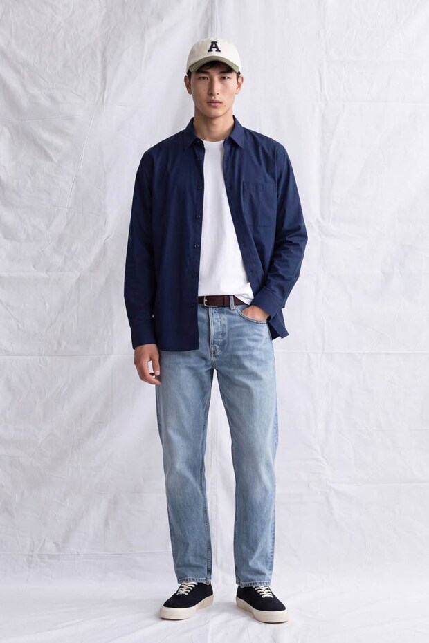 Men's lugano oversize pocket shirt navy blue
