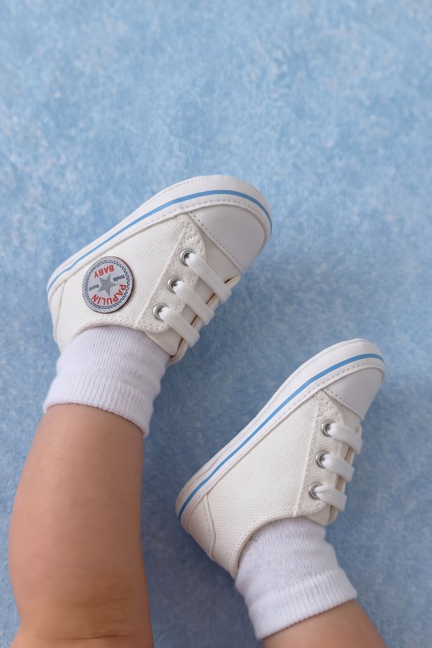 Baby Pink Canvas Sneakers White Toe Lace-Up Infant Baby First Step Shoes