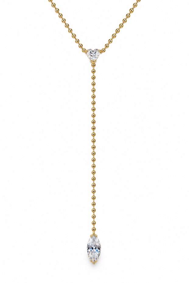 Dorika Chain Zircon Stone Detailed Y Necklace