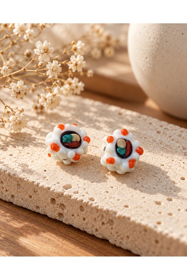 Handmade Murano Glass California Roll Sushi Beads (2 Pieces)