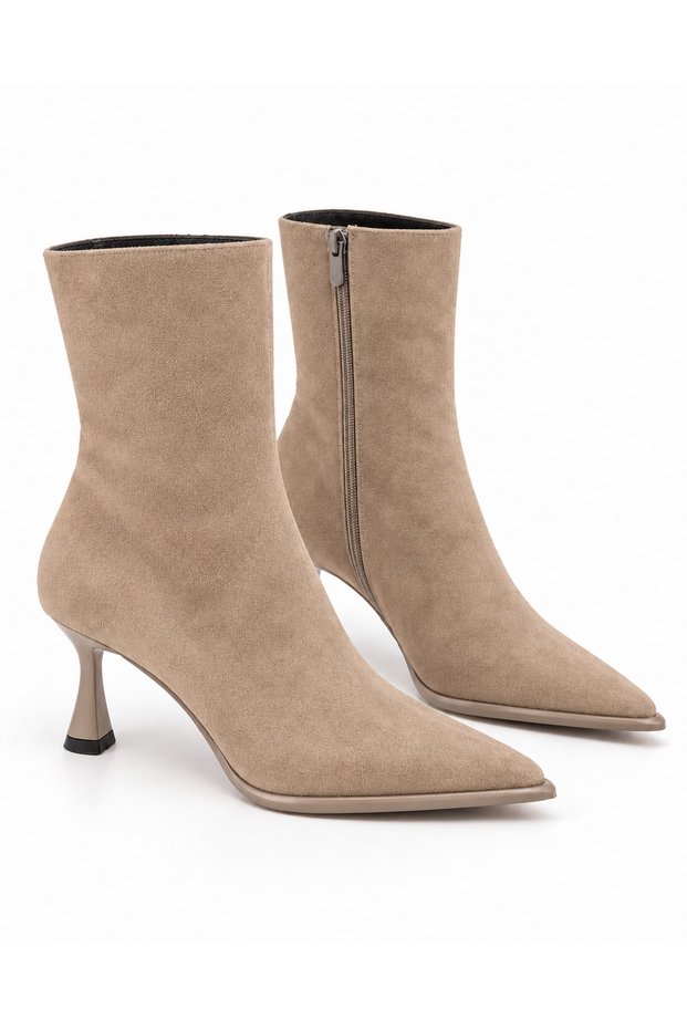 Women's Mink Suede Zippered Thin Heeled Stylish Boots