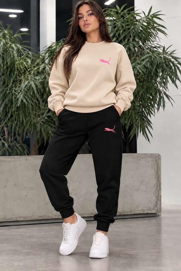 Panter Pink Unisex Printed Sweatshirt and Sweatpants Oversize Premium Set