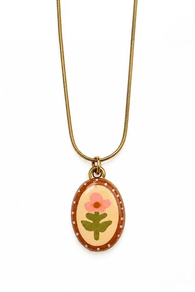 Steel Flower Pattern Art Necklace
