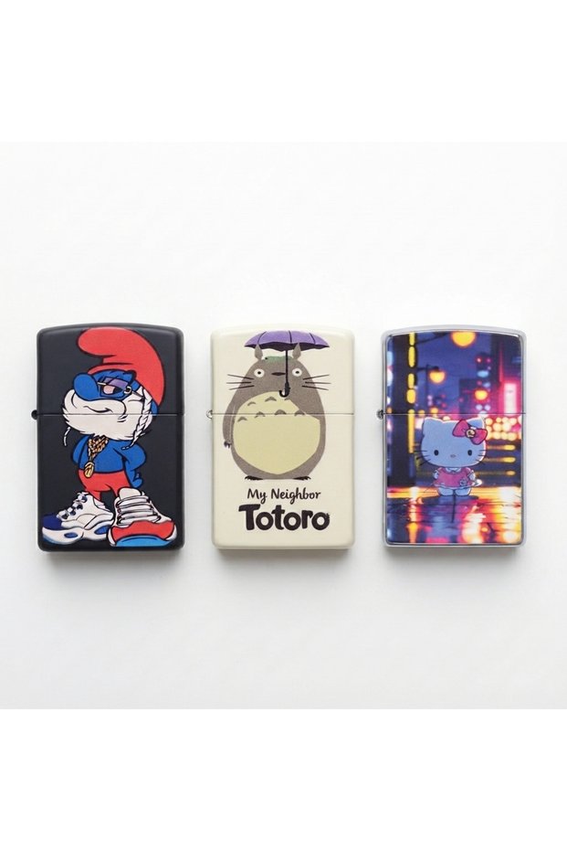 Set of 3 Refillable Metal Windproof Lighters - Zippo Style Collectible (Set 2)
