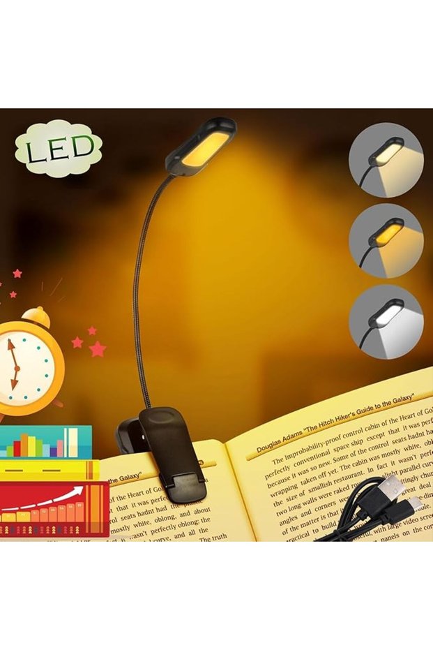 ضوء قراءة محمول قابل لإعادة الشحن، مصباح LED للقراءة في السرير - E