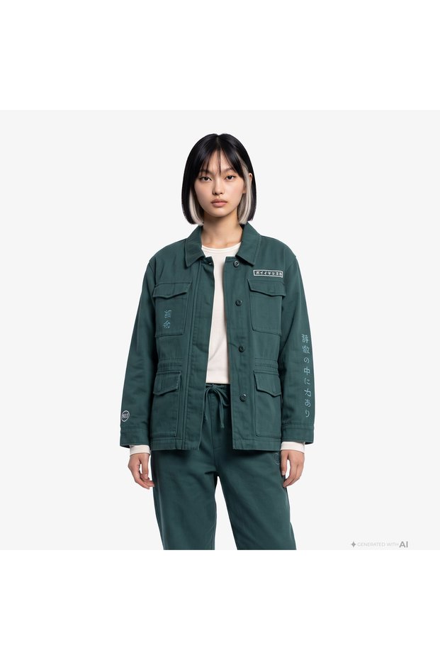 Regular Women's Green Coat
