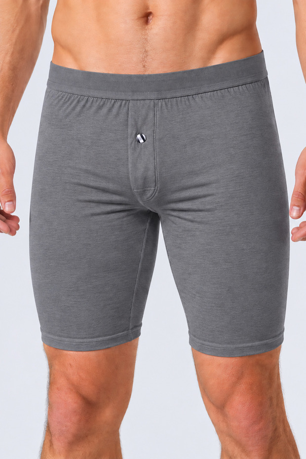 5 Pieces of Large Size Lycra Buttoned Long Men's Boxers 92% Cotton 8% Lycra