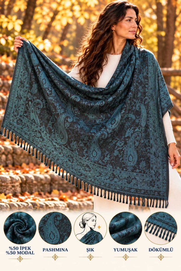 Soft Pashmina Shawl 50% Silk 50% Modal 70X185 cm