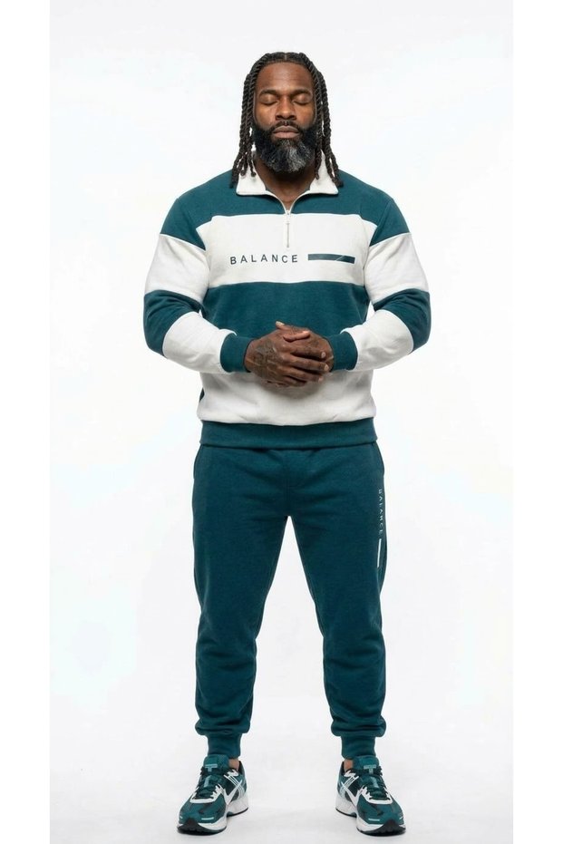 Men's Half-Zip Sweatshirt and Sweatpants 2-Piece Set