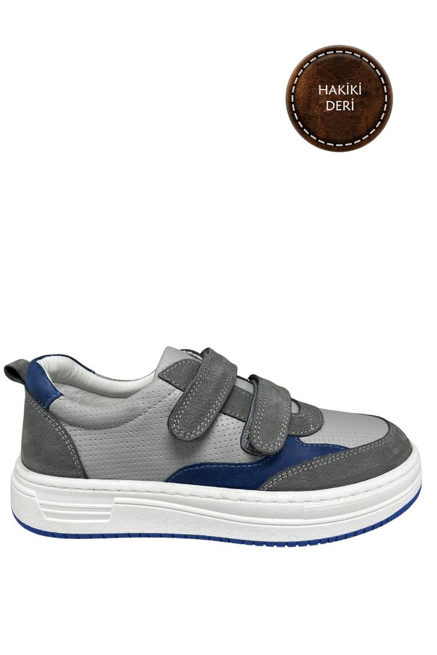 Boys' Casual Shoes – Grey-Navy Blue Genuine Leather
