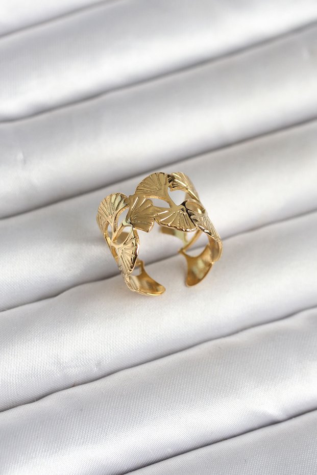 316L Steel Gold Color Fan Model Women's Ring