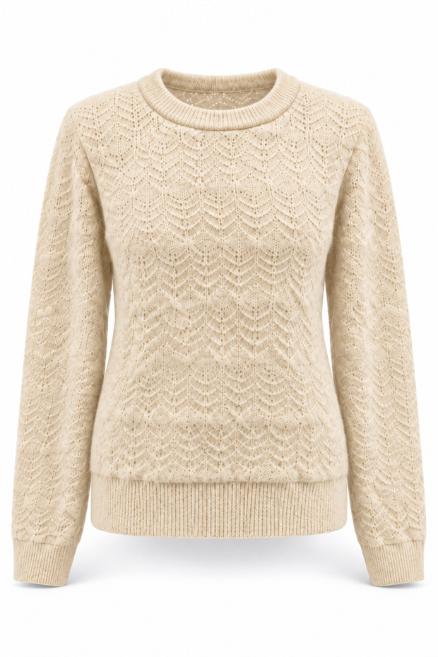 Women's Biscuit Knit Patterned Soft Textured Soft Touch Knitwear Sweater