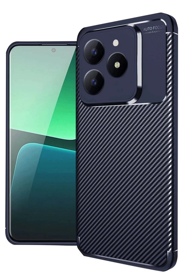غطاء كربوني متوافق مع هاتف Realme C61 مع خاصية التركيز التلقائي - أزرق داكن