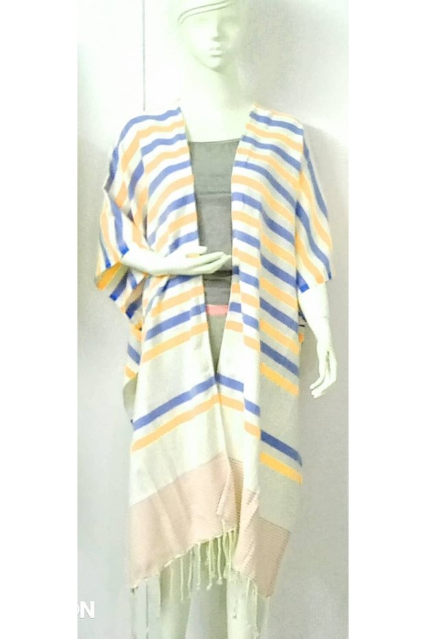 Ocean Breeze Wavelux Beach Poncho Yellow Blue - 100% Recycled Cotton