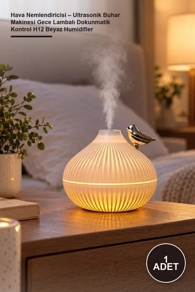 1 piece air humidifier - ultrasonic steam machine with night light touch control h12 white humidifier
