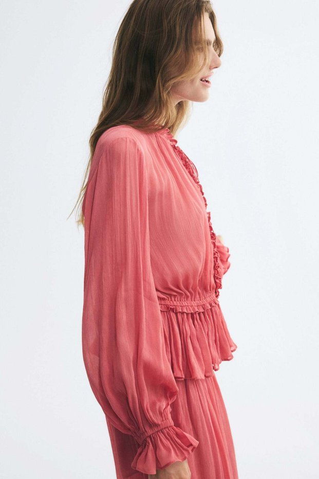 Crinkled viscose blouse