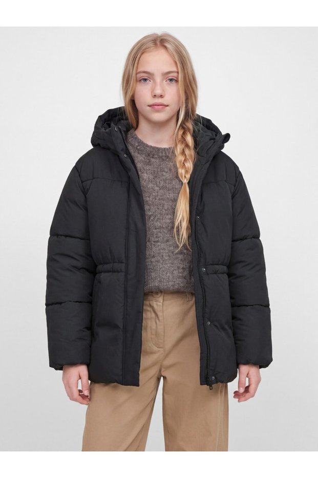 Jack Jones Jxmaeve Mid Puffer Jacket Otw Grl Sn Girls' Black Coat