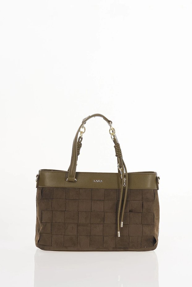 Knitted Textured Suede Bag Khaki