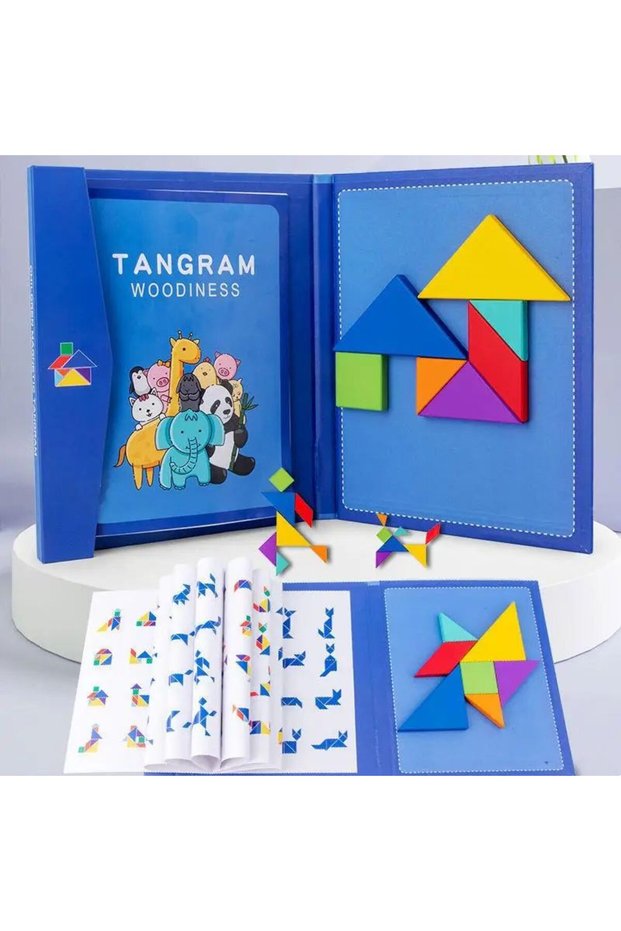 NB138C1 Wooden Jigsaw Magnetic Tangram Puzzle Book Educational Toys For Kid Portable Montessori Lear