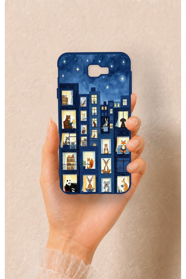Samsung J7 Prime Compatible Starry Apartment Patterned Silicone Case